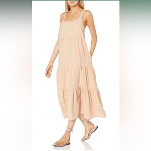 The Drop Elegant Peach Tiered Maxi Dress